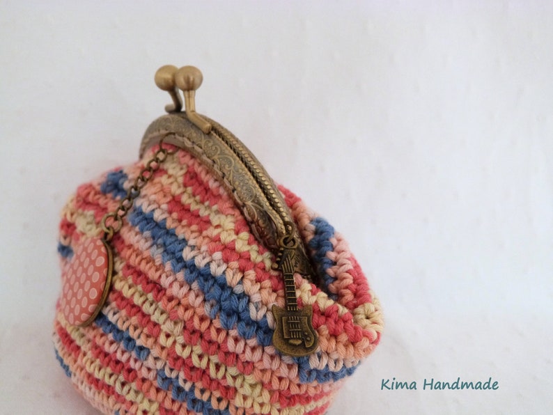 crochet purse with nozzle, handmade purse, two different colored wallets, girl's wallet, coin holder, crochet purse image 3