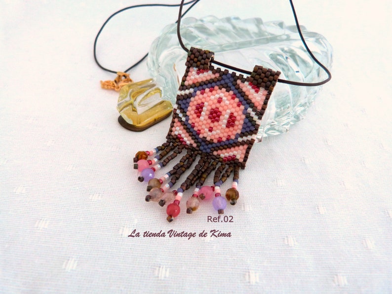 Ethnic pendant with leather cord image 4