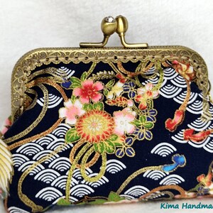 Japanese style printed purse, purses with mouthpiece, handmade wallets, mother's day gift, gift for women, coin holder image 5