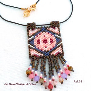 Ethnic pendant with leather cord image 1