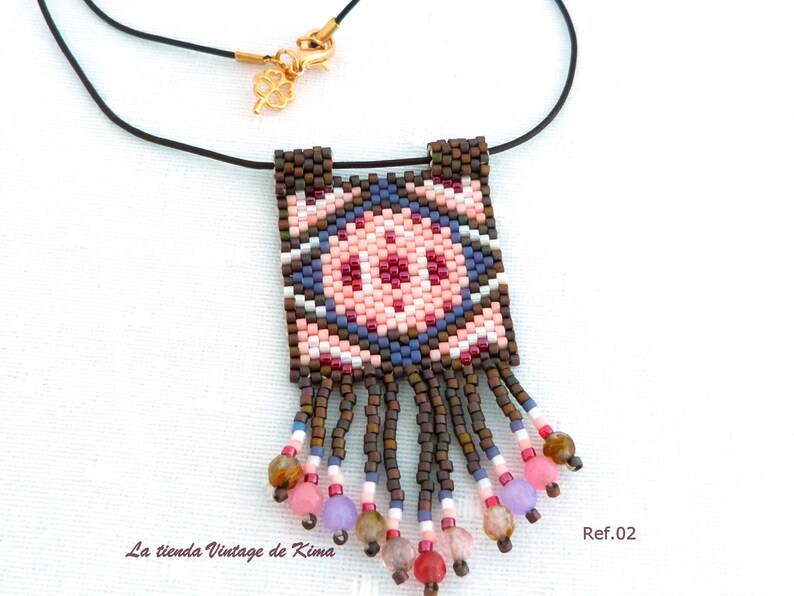 Ethnic pendant with leather cord image 1