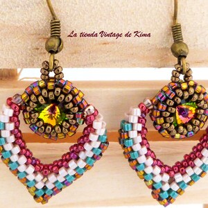 Heart earrings, earrings with Swarovski, Valentine's gift earrings, handmade earrings, colorful earrings, earrings for women image 2