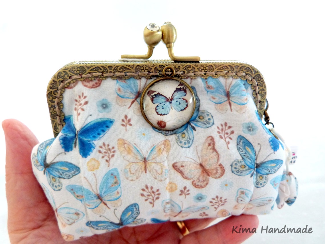 Fabric purse with butterfly print women's mouth purse Etsy
