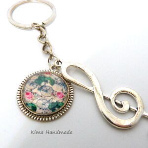 Keychain cameo music Bicicletas y flores