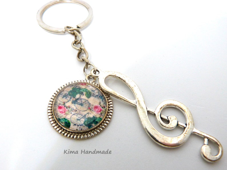 Keychain cameo music Bicicletas y flores