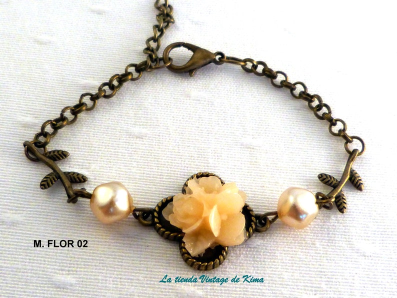 Vintage style bracelets with flowers 4 models zdjęcie 3