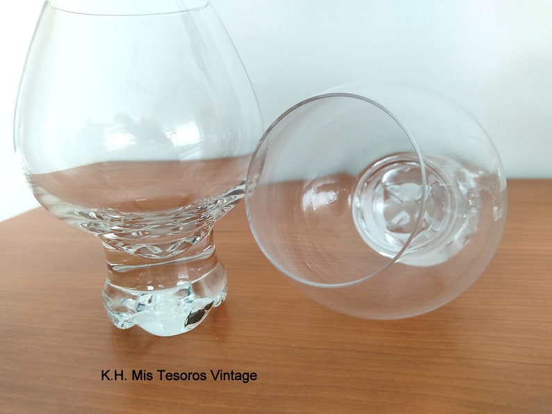 Mis tesoros vintage,copas vintage brandy, copas vintage coñac, copas década 1970, copas de cristal transparente, regalo copas brandy vintage imagen 3