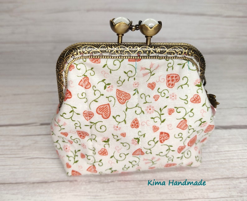 Square purse with hearts, round purse with hearts, wallet for her, women's wallet gift, Christmas gift for her or for you image 5