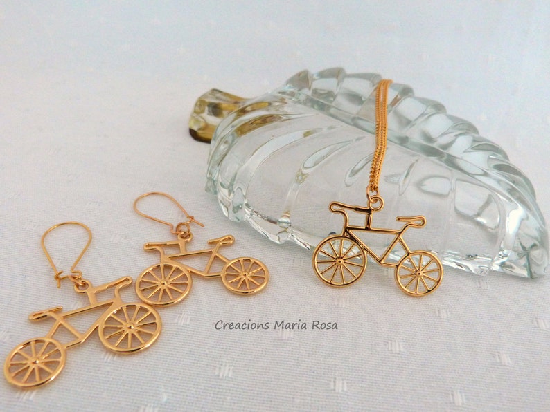 Set earrings and pendant bicycles image 2