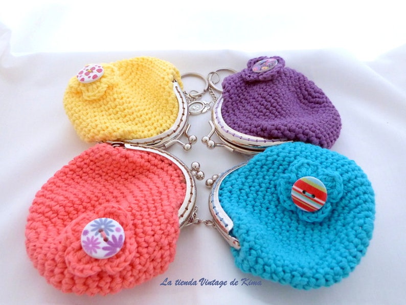 Llaveros mini monederos, monederos mini con boquilla, monederos de ganchillo con llavero, cartera mini para mujer, regalo cartera mini chica imagen 2