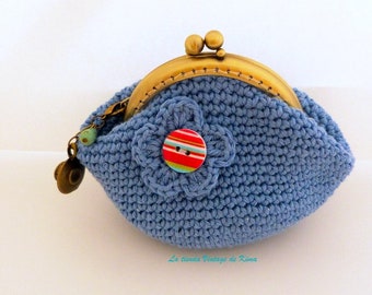 Blue crochet purse