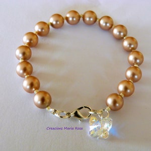 Swarovski vintage gold pearl bracelet afbeelding 2