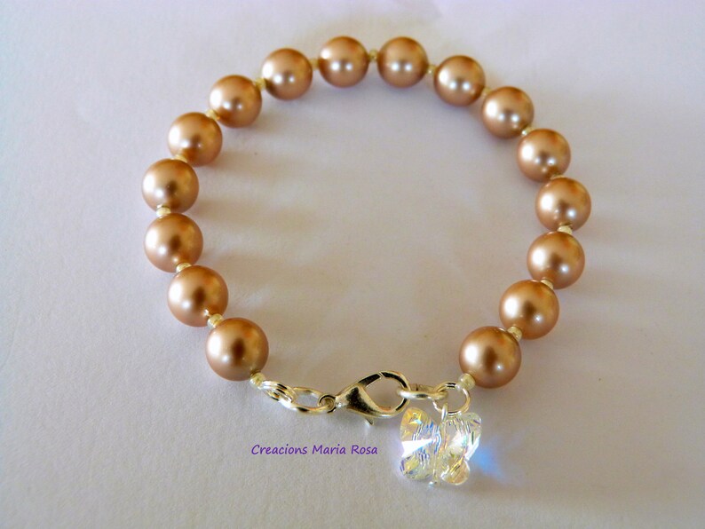 Swarovski vintage gold pearl bracelet afbeelding 2