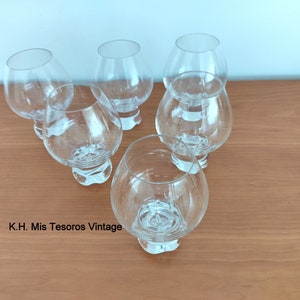 Mis tesoros vintage,copas vintage brandy, copas vintage coñac, copas década 1970, copas de cristal transparente, regalo copas brandy vintage imagen 1