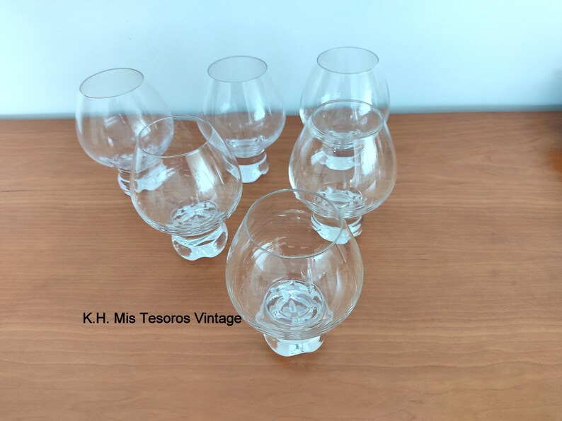 Mis tesoros vintage,copas vintage brandy, copas vintage coñac, copas década 1970, copas de cristal transparente, regalo copas brandy vintage imagen 1