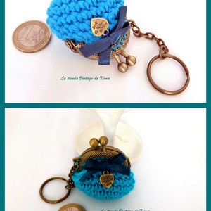 Key purse nozzle crochet Blue