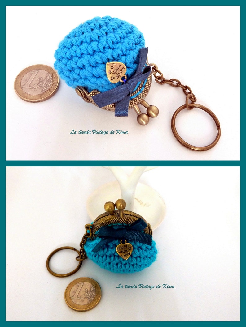 Key purse nozzle crochet Bleu