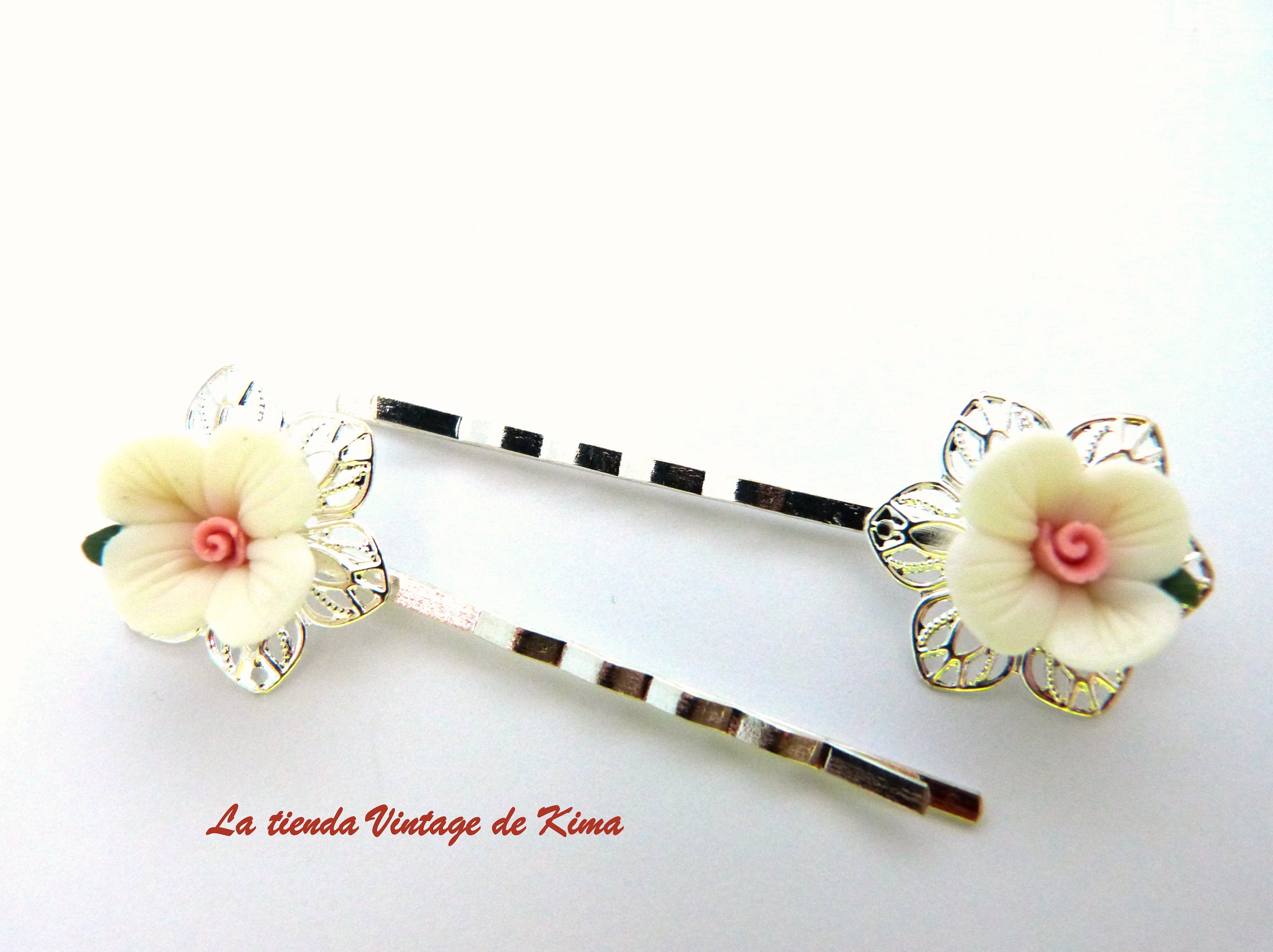 Horquillas para el pelo flores horquillas flores porcelanam Etsy España