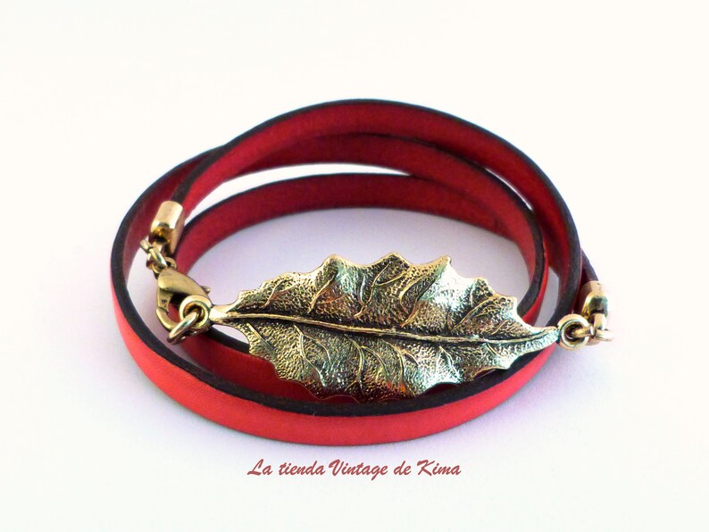 Leather bracelet three turns woman 2 models Rosa -Coral