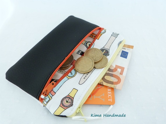 Wallet With Two Zippers Wallets for Women Girls Vegan Leather