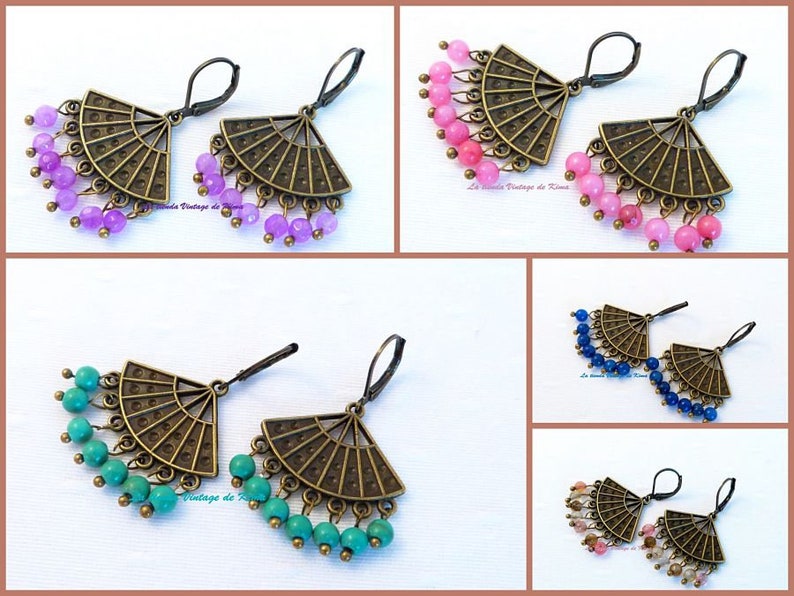 Earrings with turquoise and agate-4 models image 1