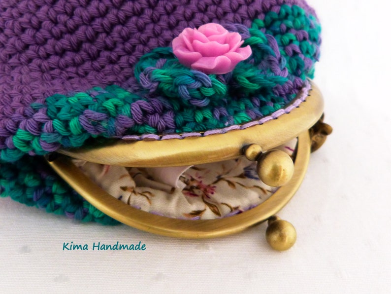 crochet purse with nozzle, handmade purse, two different colored wallets, girl's wallet, coin holder, crochet purse image 10