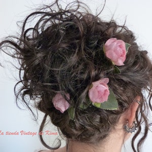 Épingles à cheveux avec fleurs, épingles à cheveux de mariée, épingles à cheveux mauve vert, épingles à cheveux de demoiselles d'honneur, cadeau de mariée fait à la main image 1