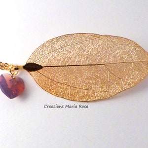 Gold Filigree Leaf Pendant with Swarovski image 3