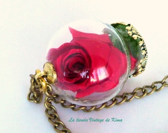 Necklace-pendant natural rose