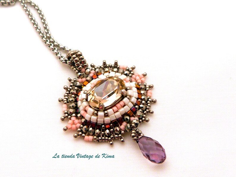 Swarovski crystal medallion necklace old image 3