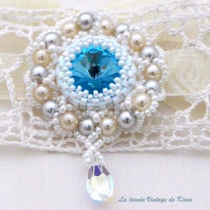 Necklace brides Swarovski Crystal and lace image 2