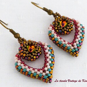 Boucles d'oreilles coeur, boucles d'oreilles avec Swarovski, boucles d'oreilles cadeaux Saint Valentin, boucles d'oreilles faites à la main, boucles d'oreilles colorées, boucles d'oreilles pour femmes image 3