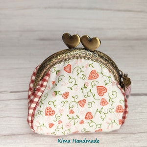 Square purse with hearts, round purse with hearts, wallet for her, women's wallet gift, Christmas gift for her or for you image 3