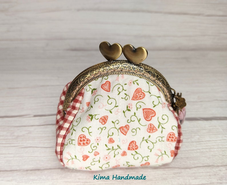 Square purse with hearts, round purse with hearts, wallet for her, women's wallet gift, Christmas gift for her or for you image 3