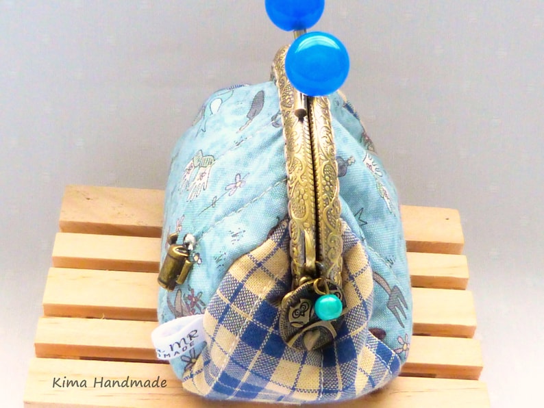 handmade cloth purse purse with mouthpiece Wallet with apple print coin carrier small purse gift woman wallet