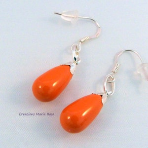 Sterling silver teardrop earrings 2 colors Coral