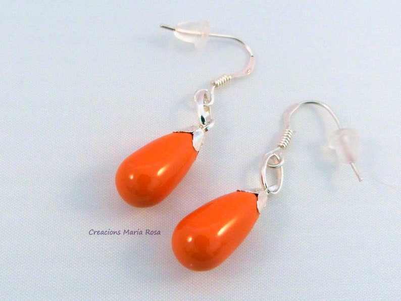 Sterling silver teardrop earrings 2 colors Coral