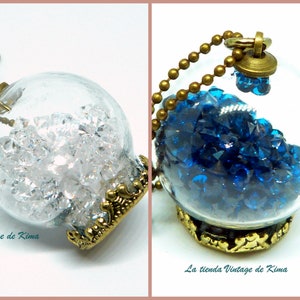 Pendant with small blue or transparent crystals image 1