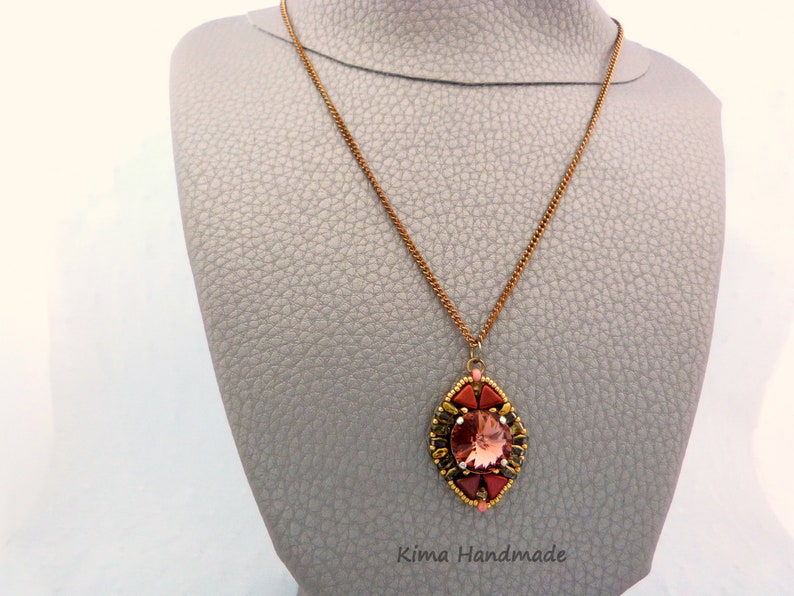 Pendant with Swarovski Crystal Blush Rose image 5