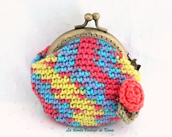 Multicolored crochet purse
