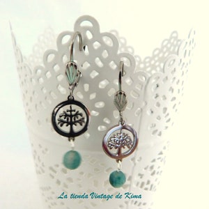 Boucles d'oreilles arbre de vie, boucles d'oreilles main de Fatima, boucles d'oreilles acier inoxydable, boucles d'oreilles pendantes, boucles d'oreilles agate, boucles d'oreilles femme, boucles d'oreilles longues image 4