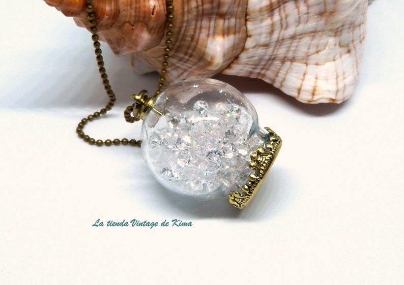 Pendant with small blue or transparent crystals Clear