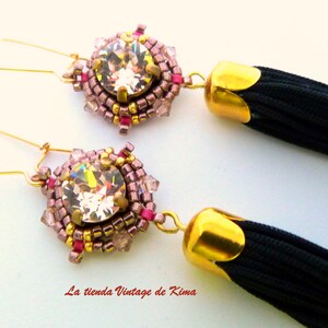 Long earrings with black pompom image 3