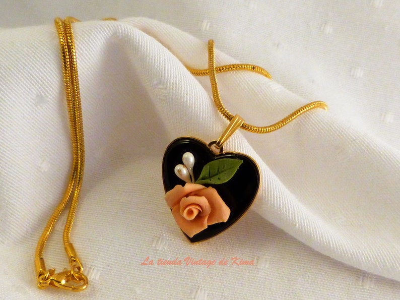 Heart pendant with rose image 3