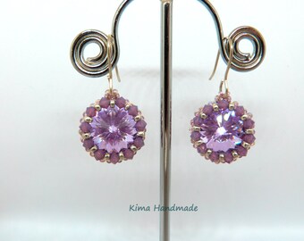 Swarovski crystal and sterling silver earrings, dangling earrings, women's earrings, amethyst earrings, handmade women's earrings