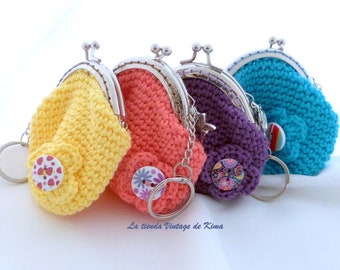 Llaveros mini monederos, monederos mini con boquilla, monederos de ganchillo con llavero, cartera mini para mujer, regalo cartera mini chica