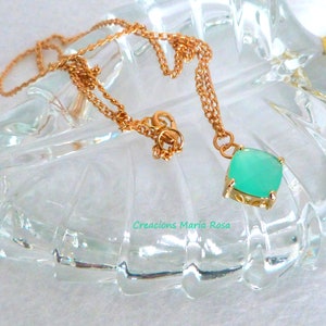 Colgante para mujer de cristal dorado y menta, joyeria para novias, damas de honor, minimalista, imagen 2