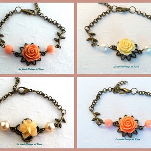 Vintage style bracelets with flowers 4 models zdjęcie 1