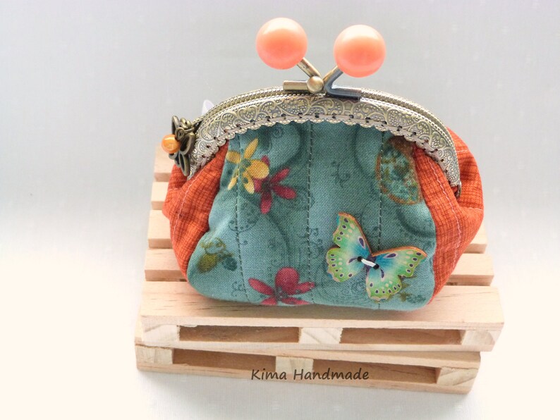 handmade cloth purse purse with mouthpiece Wallet with apple print coin carrier small purse gift woman wallet