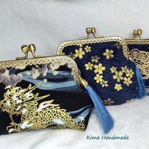 Monedero con estampado estilo japonés, cartera hecha a mano, regalo monedero dia madre,monedero con boquilla, regalo para mujer,portamonedas